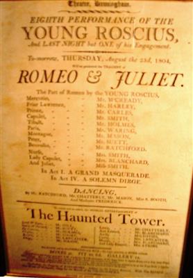 cc01056 program Roscius aka Betty.jpg; cc01056; Theatre Birmingham poster about Roscius; print